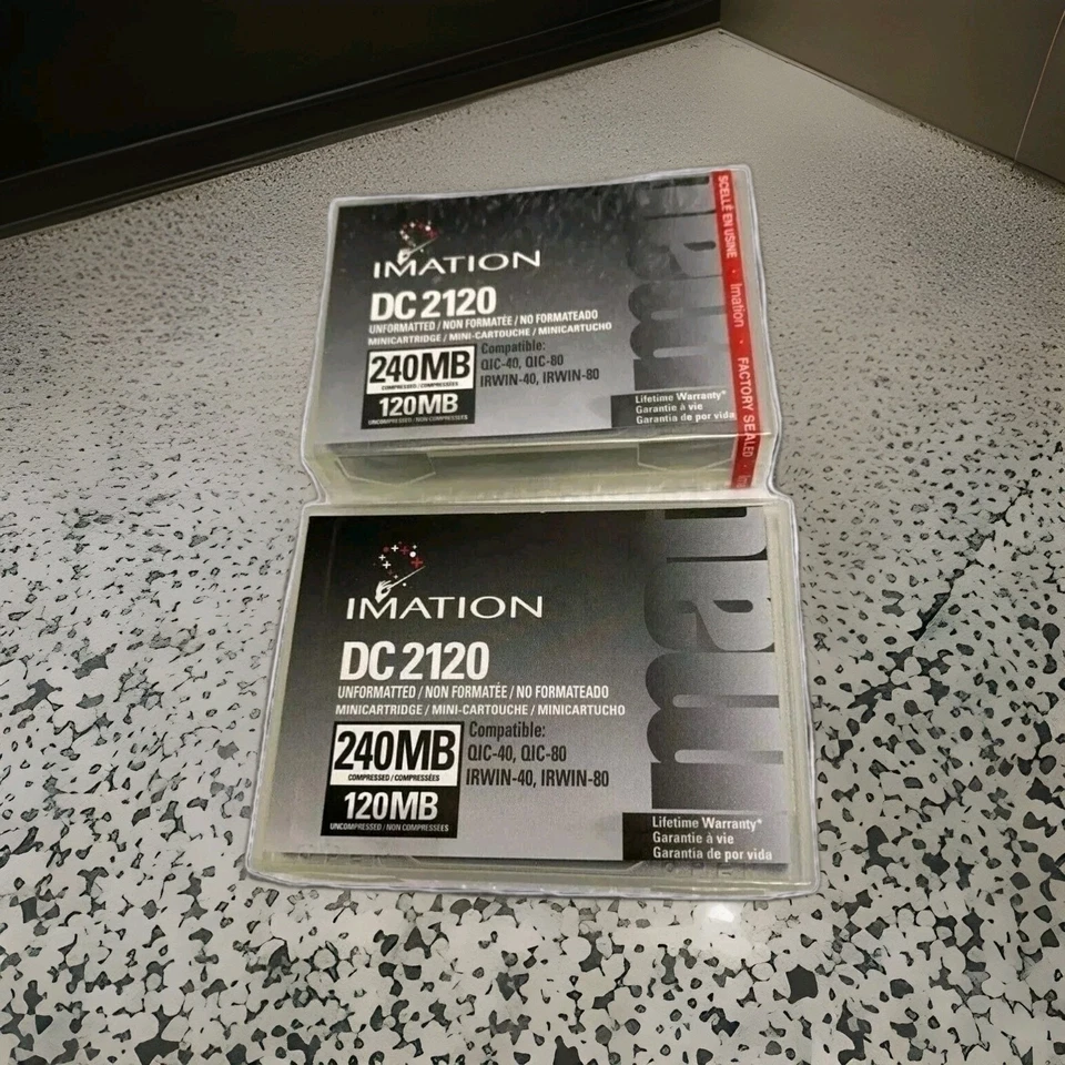 Lot of 2 Cartridge Tape Imation DC2120, 240MB Compressed / 120MB Uncompressed - Image 1 of 2