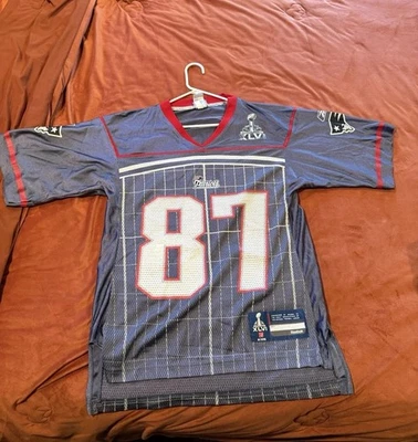 Camiseta de fútbol americano pequeña de los New England Patriots Gronkowski Super Bowl XLVI Reebok de los New England Patriots NFL Foto 1 de 4