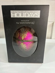 Vtg Big Mostowski Blown Glass Faberge Egg Style Christmas Ornament Hidden Gift P - Picture 1 of 9