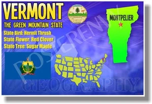 Vermont - NUOVO POSTER da viaggio stato degli Stati Uniti - Foto 1 di 1