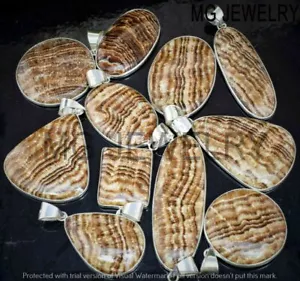 150 Pezzi Lotto Naturale Aragonite Gemma 925 Placcato Argento Lunetta Ciondoli - Foto 1 di 2