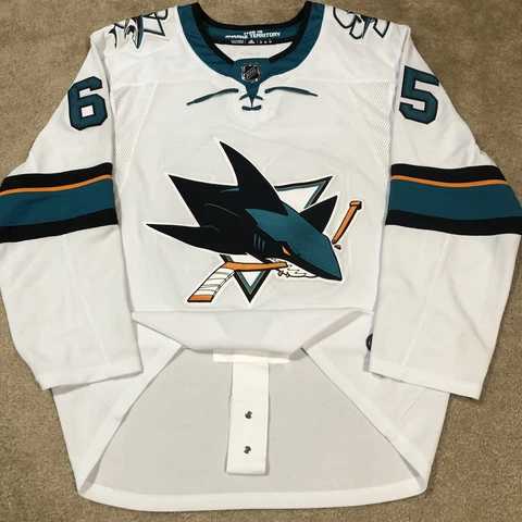 Adidas Authentic Erik Karlsson San Jose Sharks NHL Hockey Jersey SJ White 50 Cover