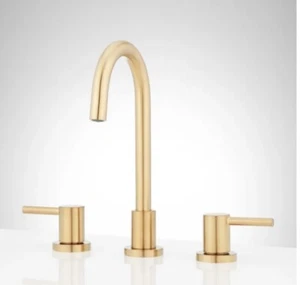 Signature Hardware Lexia 483888 Widespread Bathroom Sink Faucet Brushed Gold New