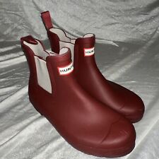 Hunter Women's Original Chelsea Waterproof Rain Boots Matte Military Red Size 9