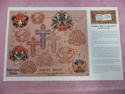Vtg NOS Tandy Leather Doodle Page of the Month Pattern - Pin or Pendant - Image 1 of 4