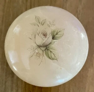Vintage Alabaster Schmuck Schmuck Pille Puderdose George Good Rosa Rose - Bild 1 von 6