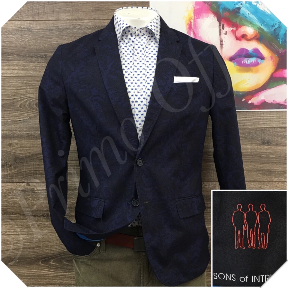 Blazer masculino SONS OF INTRIGUE casaco esportivo jaqueta casual tamanho G (40R) terno de algodão - Imagem 1 de 4