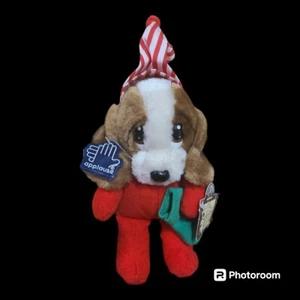 NWT Rare Vintage Applause sad Sam Dog Christmas Plush With Christmas Stocking - Picture 1 of 3