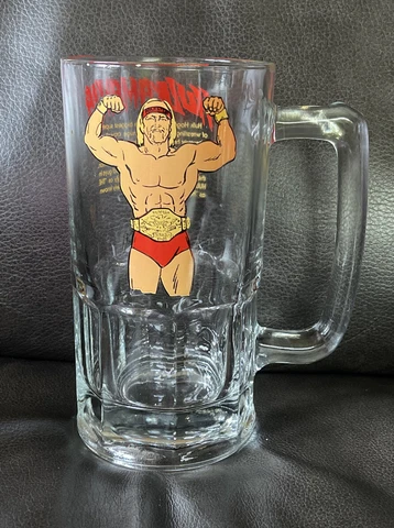 Vintage 1985 WWF Hulk Hogan Hulkamania Stein Large Heavy Glass Mug WWE Wrestling Cover