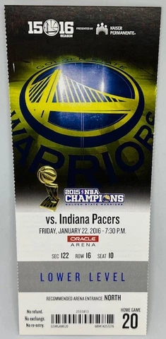 2015-16 Golden State Warriors MINT FULL SEASON TICKET Win #40 73 Win Season RARE Cover