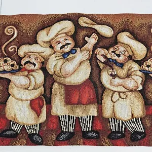 Köche Dekorativer Wandteppich Tischläufer Glückliche Italienische Köche Kochen 66" x 13" - Bild 1 von 11