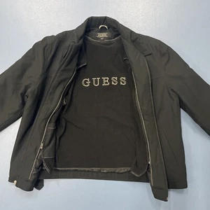 Guess Softshell Rain Storm Jacket Hooded Women’s L Black - Picture 1 of 4