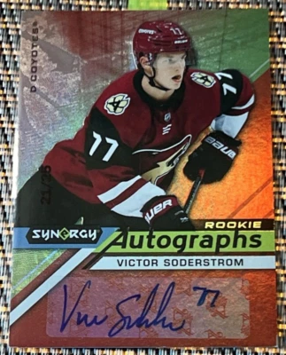 2220-2021 UD SYNERGY VICTOR SODERSTROM AR-VS ROOKIE AUTOGRAPH AUTO RED POP /25 - Image 1 of 3