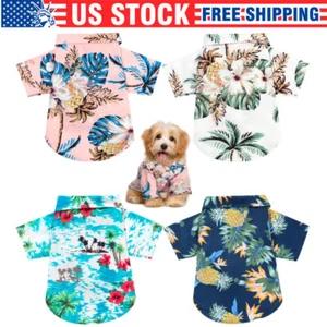 4 PCS Pet Summer T-Shirts Hawaii Style Floral Pet Dog Shirt Breathable for Small - Picture 1 of 8