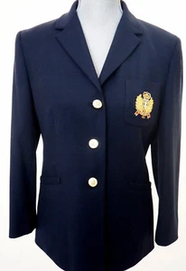 Chaqueta Blazer de Lana Azul Marino TALBOTS/Cresta Dorada Montación Ecuestre - 6 Pequeñas - Imagen 1 de 6