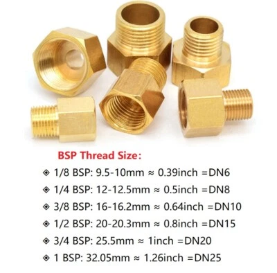 2PCS 1/8" 1/4" 3/8" 1/2" Female To Male BSP Connector Brass Reducing Adaptor