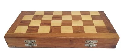 Wooden Chess Set 12" Folding Travel Wooden Pieces and Board - Image 1 of 4