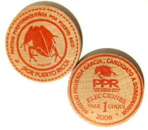 Ficha ROGELIO 08 PPR PARTIDO PUERTORRIQUEÑOS POR PUERTO RICO Wooden Nickel Token - Picture 1 of 3