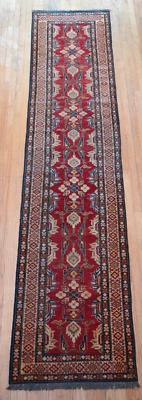 Gorgeous Hand Knotted 2'6" x 11'9" Runner Wool Afghani Oriental Rug - Image 1 of 4