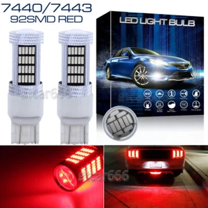 2X7443 7440 Bright Red 92SMD High Power Projector LED Brake Tail Lights Bulbs - Picture 1 of 12