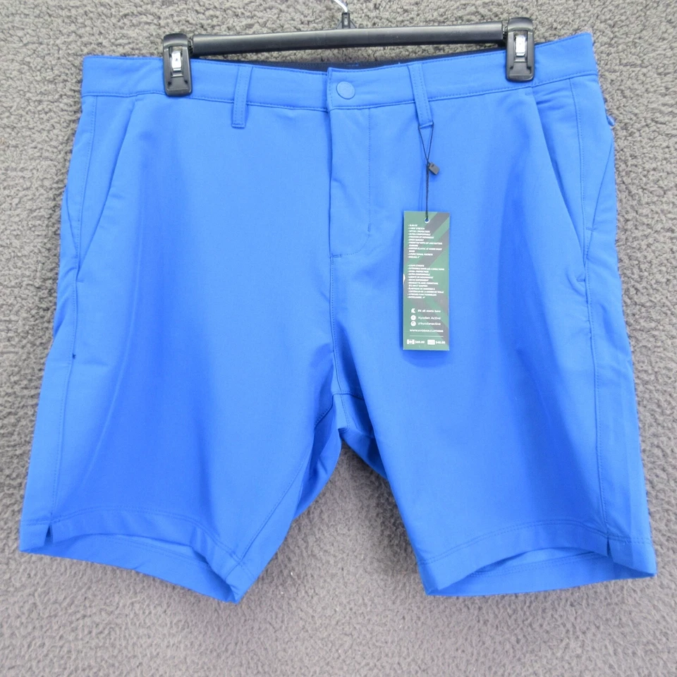 Мужские синие приталенные шорты Kyodan Golf размер 36 UPF50+ 4-сторонние эластичные No4895 - Изображение 1 из 4