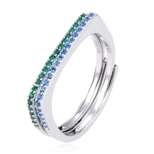 Anello donna sdoppiato con pietre verdi e blu Trova Gioielli 7361-C4 - Immagine 1 di 1