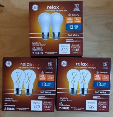 3-2 PackGE Relax 40 W Equivalent Dimmable Soft White A15 LED Light Medium Base - Image 1 of 2
