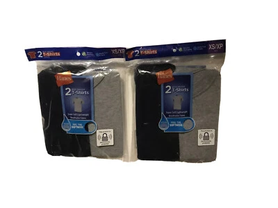 2 Packs of Hanes 2 Boys' Tagless T-Shirts Gray & Black XS/XP Size 4-5`~New - Image 1 of 3