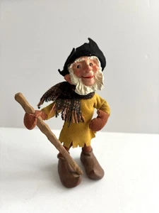 Vintage Simpich Twigg personaggio bambola elfo con bastone da passeggio scultura gnomo pelle - Foto 1 di 19