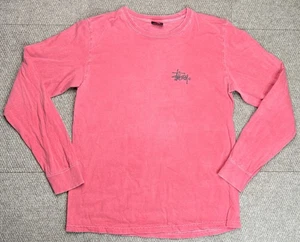 Stussy Men's Vintage Long Sleeve Pink & Black T-Shirt Size Medium - Picture 1 of 10