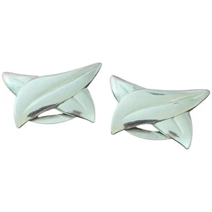 Vintage Brilliant Silver Metal Shoe Clips , Mid Century Shoe Buckles, Deadstock - Picture 1 of 4