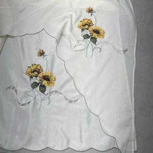 Sunflowers Floral Kitchen Cafe Curtains Set 3 Swags & 3 Panels Retro Cottage - Picture 1 of 19