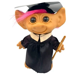 BAMBOLA TROLL Uneeda Wishnik vintage anni 90 laurea capelli rosa caldo regalo laurea 8" - Foto 1 di 12