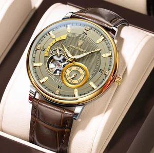 Orologio automatico POEDAGAR con lancetta dei secondi e cinturino in pelle - Foto 1 di 20