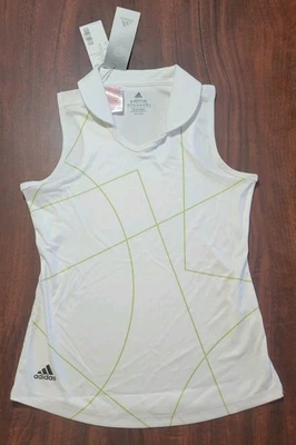 Adidas Jóvenes Niñas Tanque Golf/Tenis Talla M 11/12 Blanco Verde Rayas Foto 1 de 4