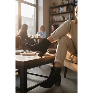AQUATALIA Wildleder Schnür Schnalle Plateau Stiefeletten 6 - Bild 1 von 15