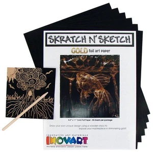 Skratch n' Sketch Gold Foil Scratch Paper, 50 Sheets - Picture 1 of 1