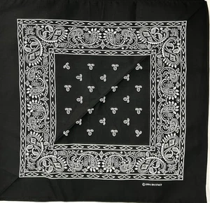 12Pc Vintage 100% Cotton Black-White PAISLEY Bandanas Face Scarf Head Wrap Dozen - Picture 1 of 4