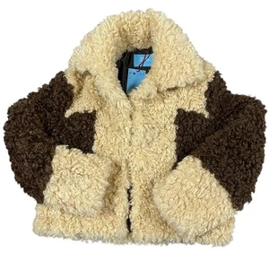 ZARA Harry Lambert Faux Fur Brown/Cream Jacket Sz S NWT - Picture 1 of 16