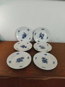 Royal Copenhagen Blau Blumen Geflochten Salatteller X6, 620 Dänemark, 19 cm  - Bild 1 von 20