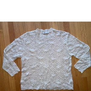 Zara Pointelle Knit Sweater Alpaca Long Sleeve Textured Knitwear Top Size S - Picture 1 of 8