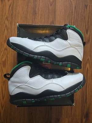 Talla 10.5 - Air Jordan 10 Retro 2019 Seattle OG Box súper limpio sin septiembre envío rápido Foto 1 de 4