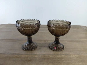 Lot Of 2 Vintage Marimekko Smokey Gray Mariskooli iittala Pedestal Glass Bowl - Picture 1 of 10