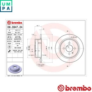 2x BRAKE DISC 08.3947.24 FOR BMW M20B20 2.0L M20B25 2.5L M21D24 2.4L M20B27 2.7L - Picture 1 of 9