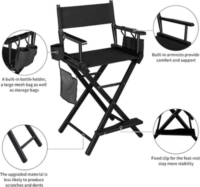 Silla de director mejorada de 24" de altura, silla de maquillaje de artista plegable Foto 1 de 4