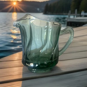 Vintage MCM Fostoria Jamestown grün Glas Krug Wirbel/Fuß/Griff/schwer 40 Oz - Bild 1 von 6