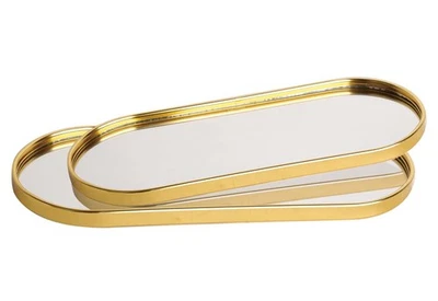 Bandejas de Perfume, Bandeja Espejo Dorado, Bandeja Decorativa Vanity, Perfume Ovalado Antideslizante O... Foto 1 de 4