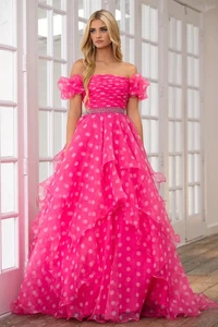 Ava Presley  NWT Polka Dots Prom   Size 6  Hot Pink  - White - Picture 1 of 1