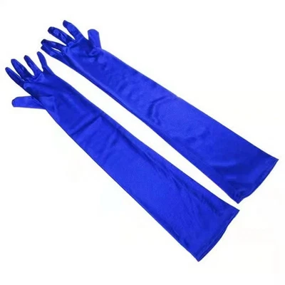 Guantes formales de fiesta de noche para mujer color liso satinado guantes largos para dedos para Foto 1 de 4