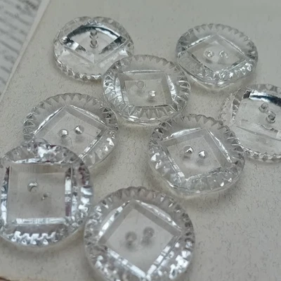 Antique Crystal Buttons, Lot of 8, Square bottom, Decorative Buttons with 2 hole - Image 1 of 4